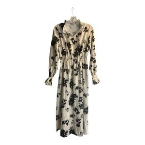 Brand Unknown Black Floral Long Sleeve Dress